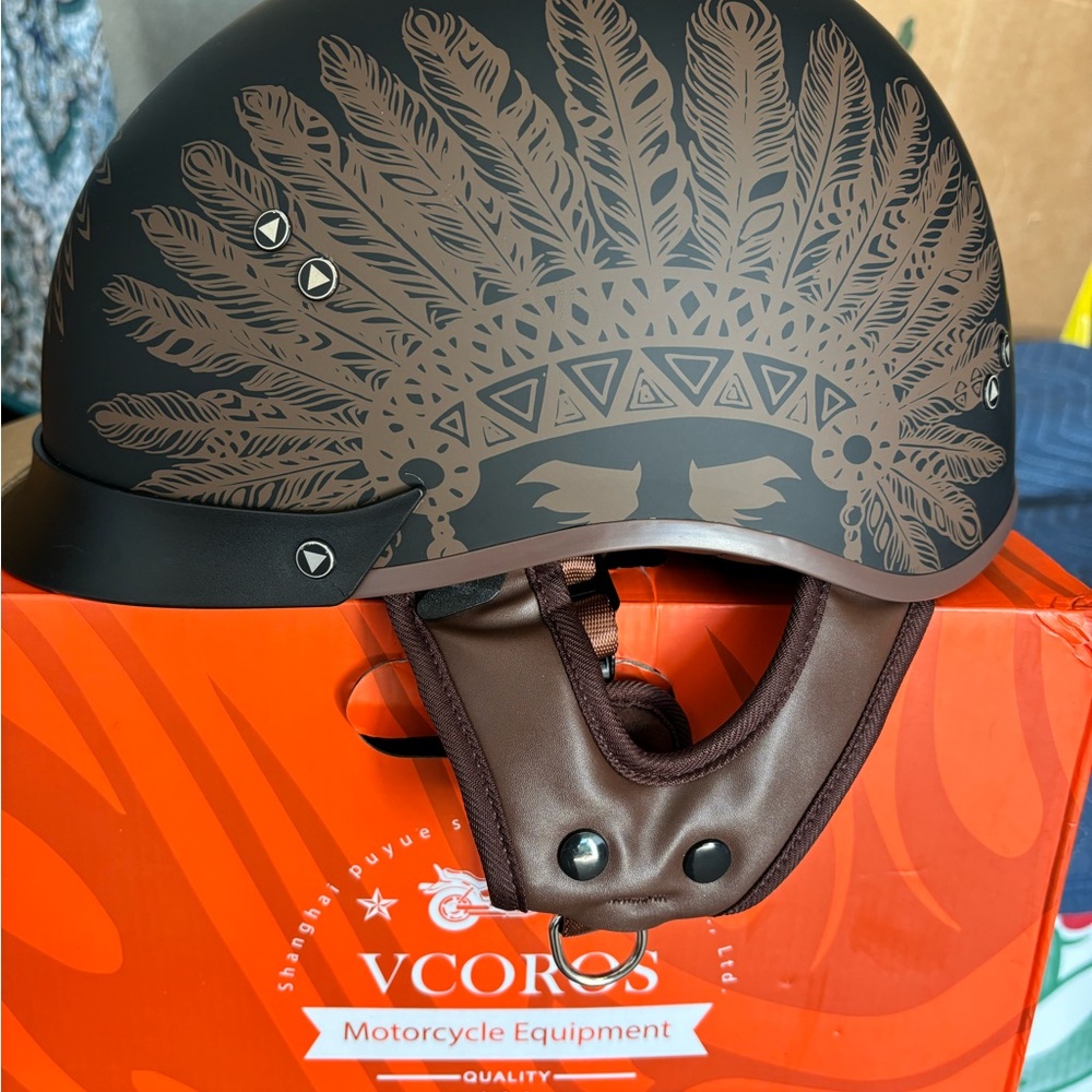 Coro Brown Helmet Liner with Gold Design